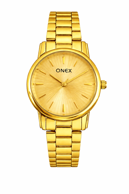 Onex Women’s Gold Sunray Dial Gold Bracelet Watch