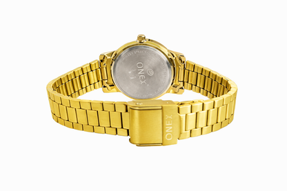Onex Women’s Silver Sunray Dial Gold Bracelet Watch