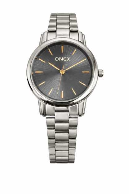 Onex Women’s Grey Sunray Dial Stainless Steel Bracelet Watch