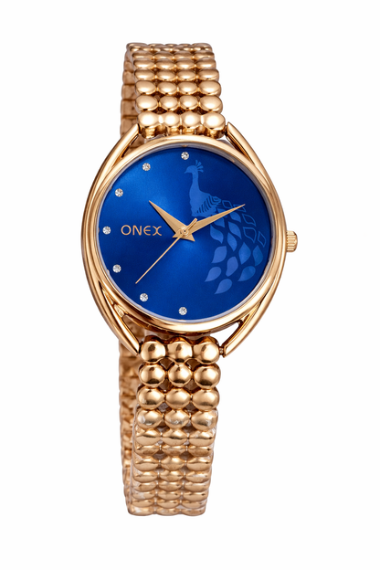 ONEX Elegant Rose Gold Bracelet Watch for Women | Stylish Blue Dial Analog Watch | Party & Daily Wear