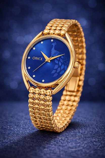 ONEX Elegant Rose Gold Bracelet Watch for Women | Stylish Blue Dial Analog Watch | Party & Daily Wear