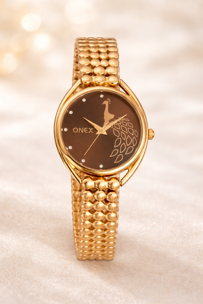 ONEX Elegant Rose Gold Bracelet Watch for Women | Stylish Brown Dial Analog Watch | Party & Daily Wear