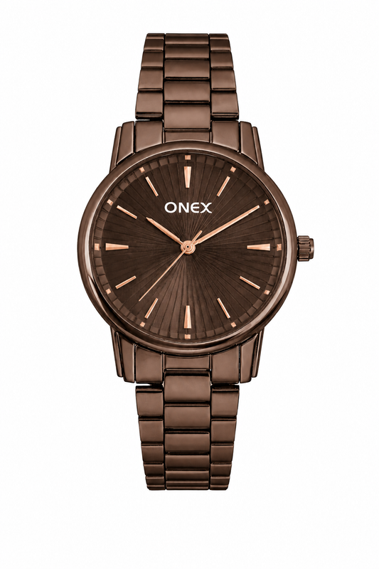 Onex Women’s Brown Sunray Dial Brown Bracelet Watch