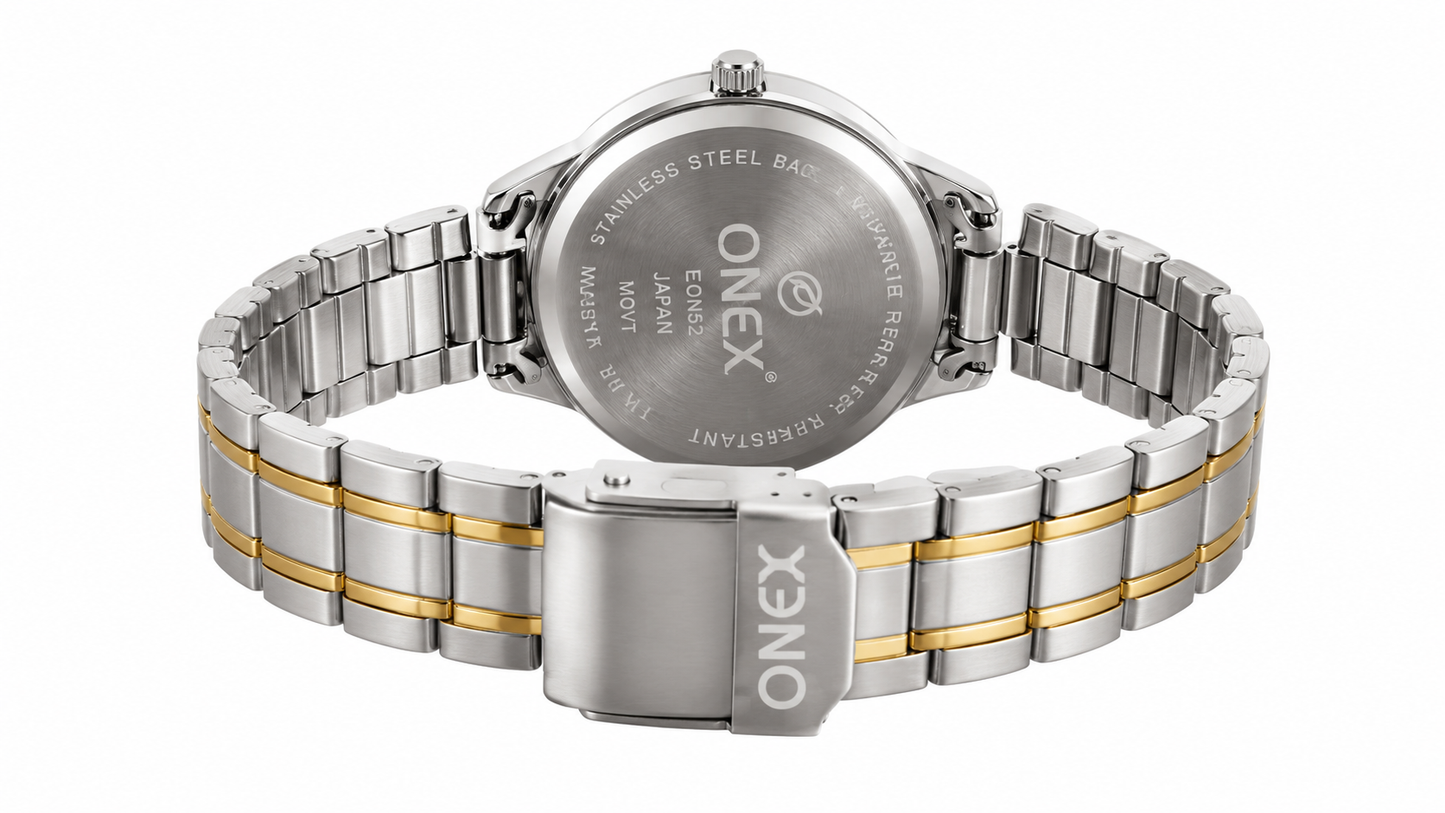 ONEX Women's Analog Quartz Watch for Women | Gold Textured Dial | Two-Tone Stainless Steel Bracelet | Premium Casual & Formal Wrist Watch