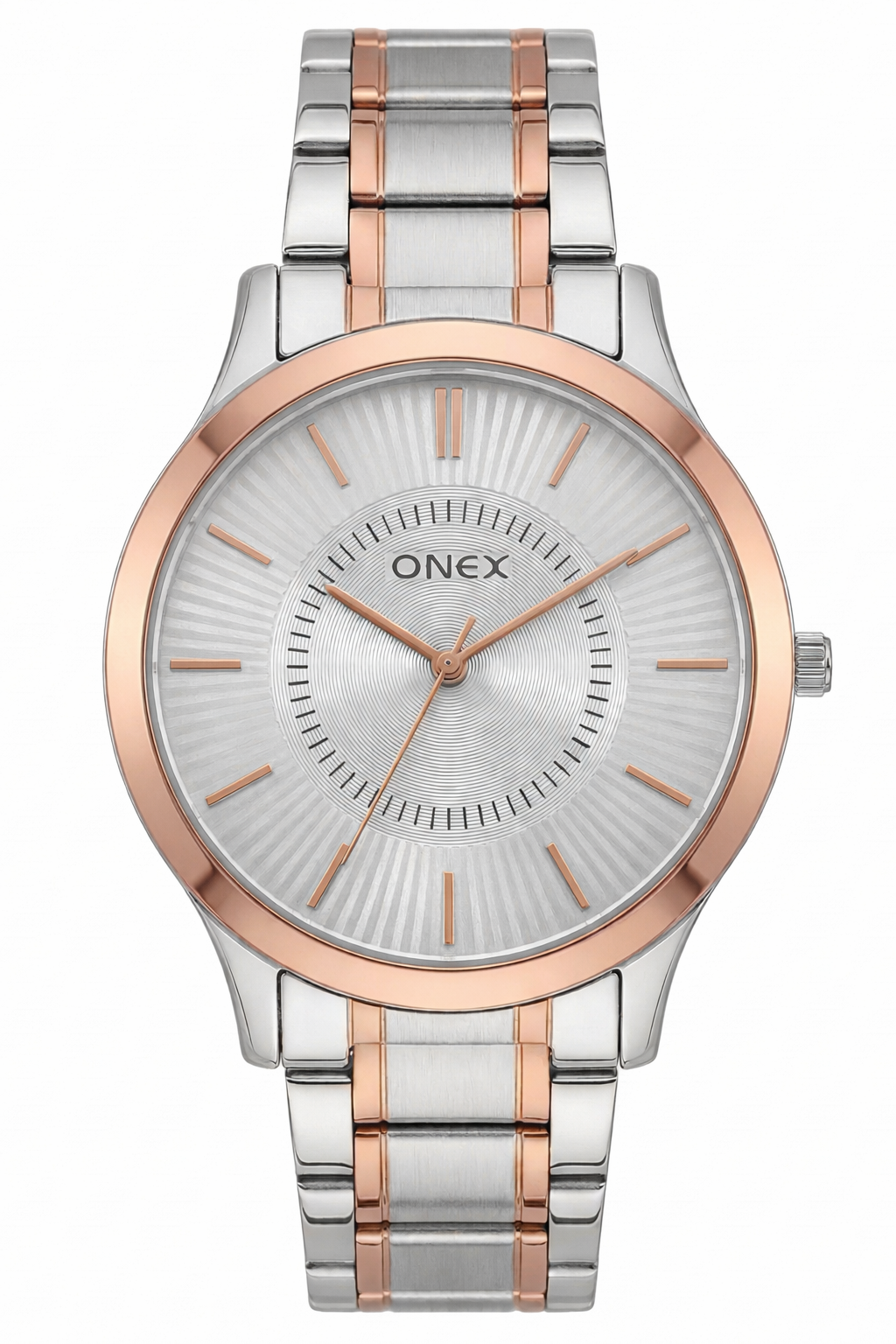 ONEX Men’s Analog Watch | Silver Dial with Two-Tone Stainless Steel Strap | Premium Quartz Movement | Stylish Casual & Formal Wrist Watch for Men