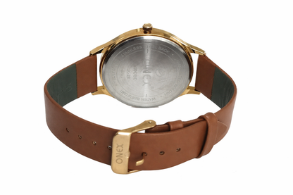 Onex Men’s Classic Brown Dial Analog Watch with Brown Leather Strap | Minimal Slim Design | Premium Quartz Movement