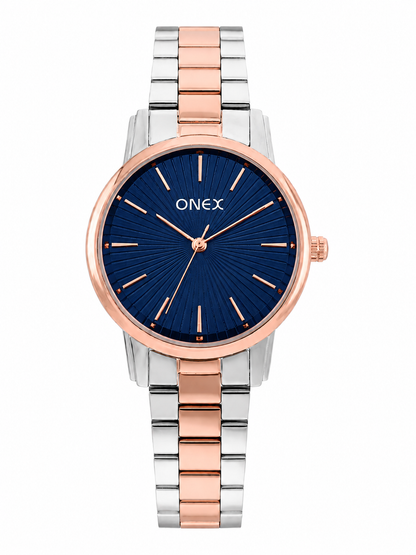 Onex Women’s Blue Sunray Dial Two-Tone Bracelet Watch