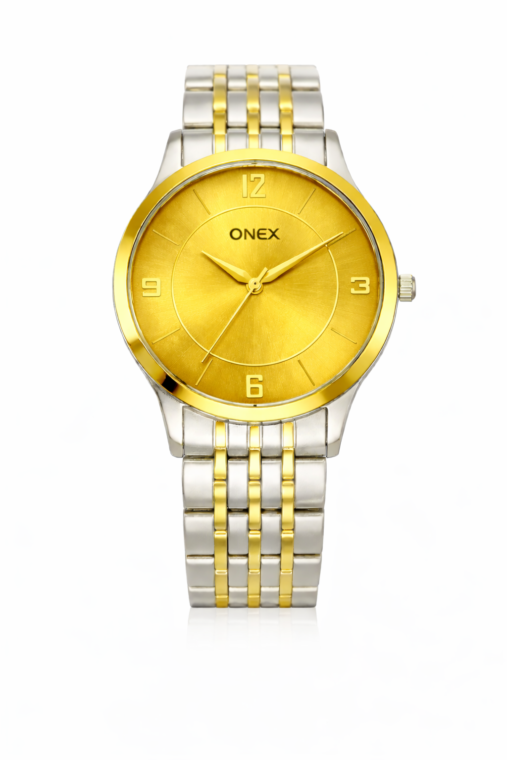 ONEX Men's Classic Golden Dial Two-Tone Stainless Steel Analog Watch