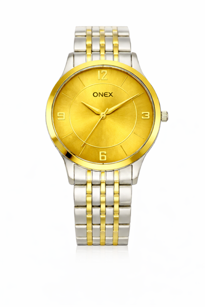 ONEX Men's Classic Golden Dial Two-Tone Stainless Steel Analog Watch