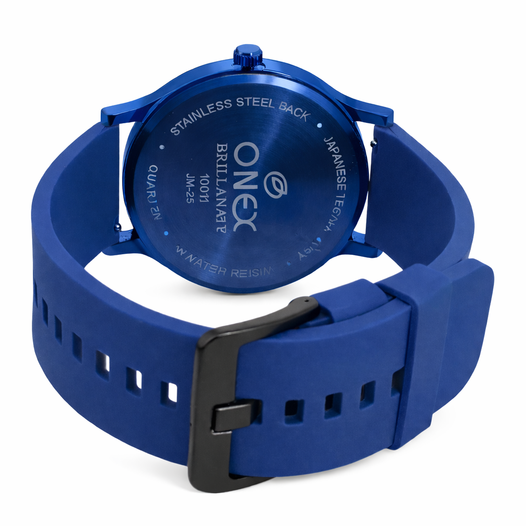 ONEX Men's Multifunction Analog Watch | Blue Dial with Day-Date Display | Blue Silicone Strap | Stylish Casual & Formal Wrist Watch for Men