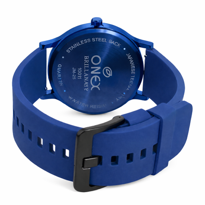 ONEX Men's Multifunction Analog Watch | Blue Dial with Day-Date Display | Blue Silicone Strap | Stylish Casual & Formal Wrist Watch for Men