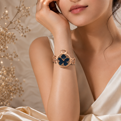 ONEX Rose Gold Women’s Bracelet Watch with Dark Green Textured Dial & Crystal Accents
