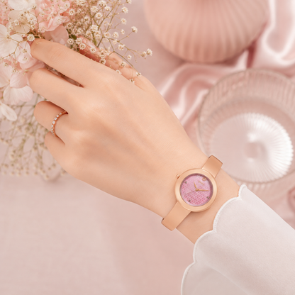 OneX Premium Rose Gold Analog Watch | Crystal-Studded Dial & Metal Bracelet