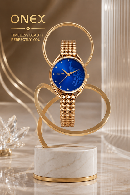 ONEX Elegant Rose Gold Bracelet Watch for Women | Stylish Blue Dial Analog Watch | Party & Daily Wear