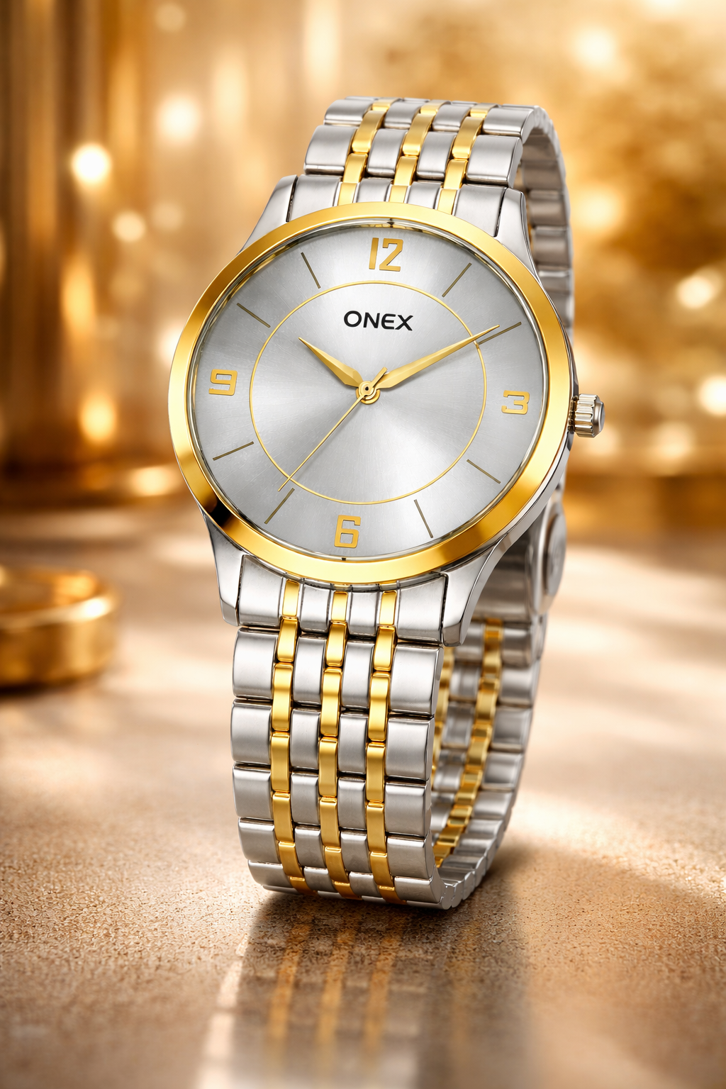 ONEX Men's Classic Silver Dial Two-Tone Stainless Steel Analog Watch