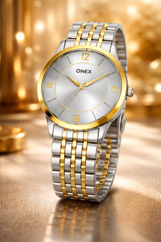 ONEX Men's Classic Silver Dial Two-Tone Stainless Steel Analog Watch