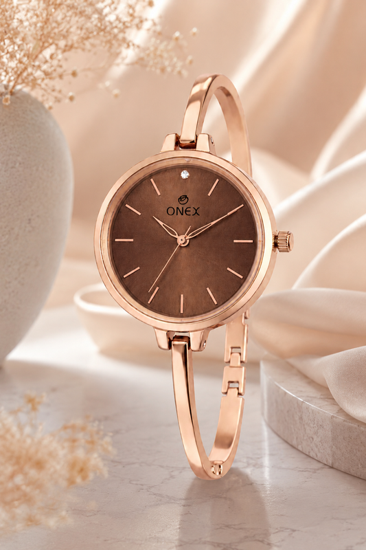 ONEX Women’s Brown Analog Watch | Minimal Slim Bracelet Watch for Girls & Women