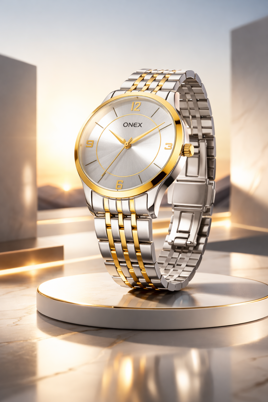 ONEX Men's Classic Silver Dial Two-Tone Stainless Steel Analog Watch