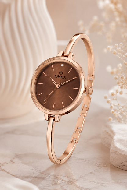 ONEX Women’s Brown Analog Watch | Minimal Slim Bracelet Watch for Girls & Women