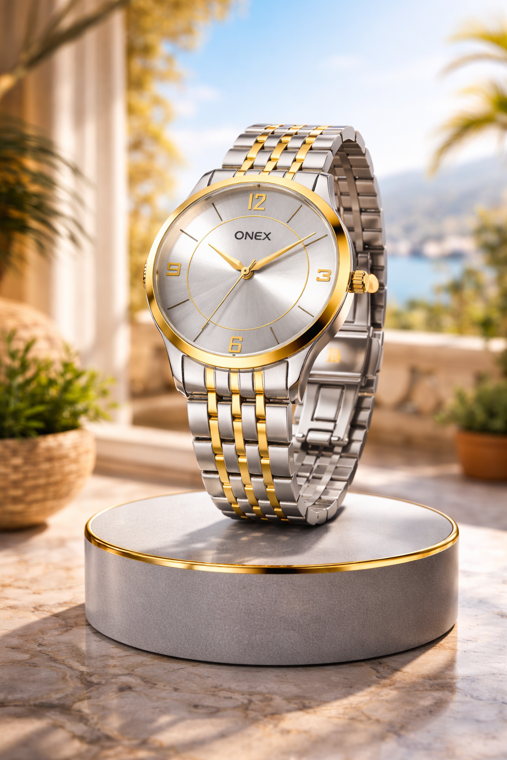 ONEX Men's Classic Silver Dial Two-Tone Stainless Steel Analog Watch