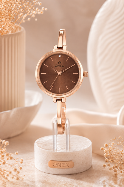ONEX Women’s Brown Analog Watch | Minimal Slim Bracelet Watch for Girls & Women