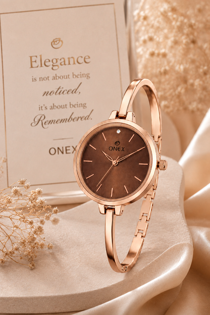 ONEX Women’s Brown Analog Watch | Minimal Slim Bracelet Watch for Girls & Women