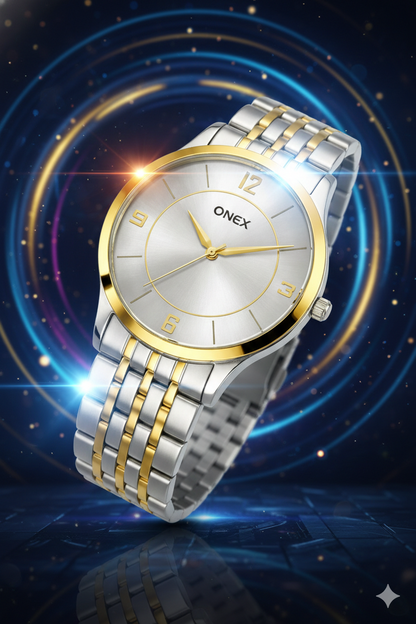 ONEX Men's Classic Silver Dial Two-Tone Stainless Steel Analog Watch
