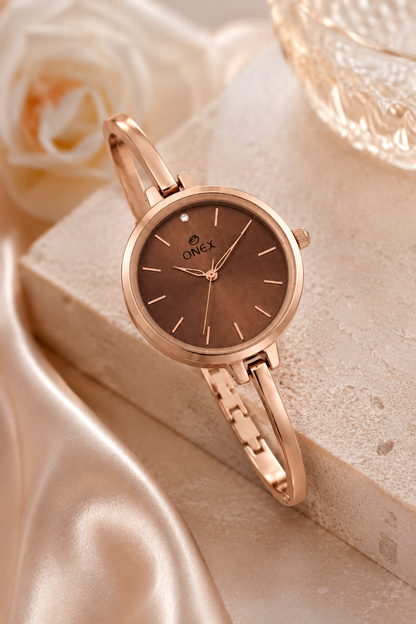 ONEX Women’s Brown Analog Watch | Minimal Slim Bracelet Watch for Girls & Women