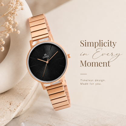 OneX Stylish Rose Gold Analog Watch for Women | Elegant Party & Daily Wear