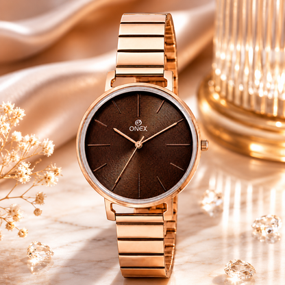OneX Stylish Rose Gold Analog Watch for Women | Elegant Party & Daily Wear