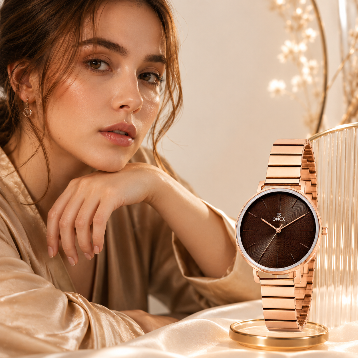 OneX Stylish Rose Gold Analog Watch for Women | Elegant Party & Daily Wear