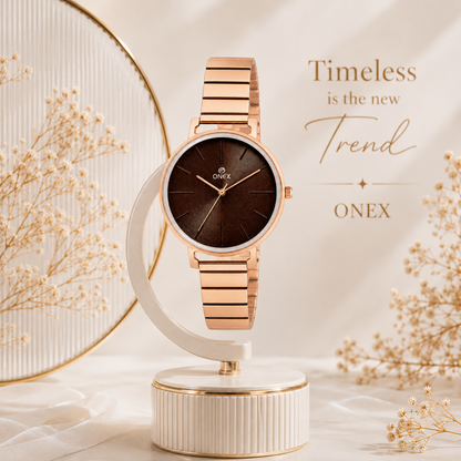 OneX Stylish Rose Gold Analog Watch for Women | Elegant Party & Daily Wear