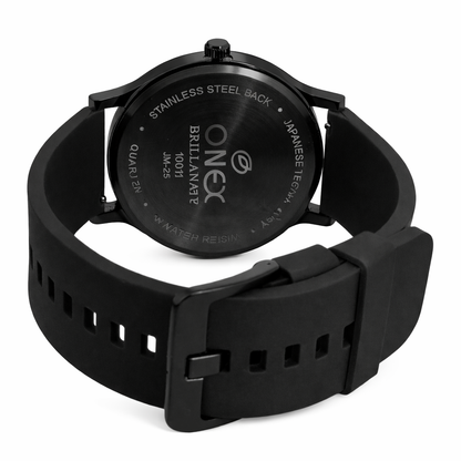ONEX Men's Multifunction Analog Watch | Black Dial with Day-Date Display | Black Silicone Strap | Stylish Casual & Formal Wrist Watch for Men