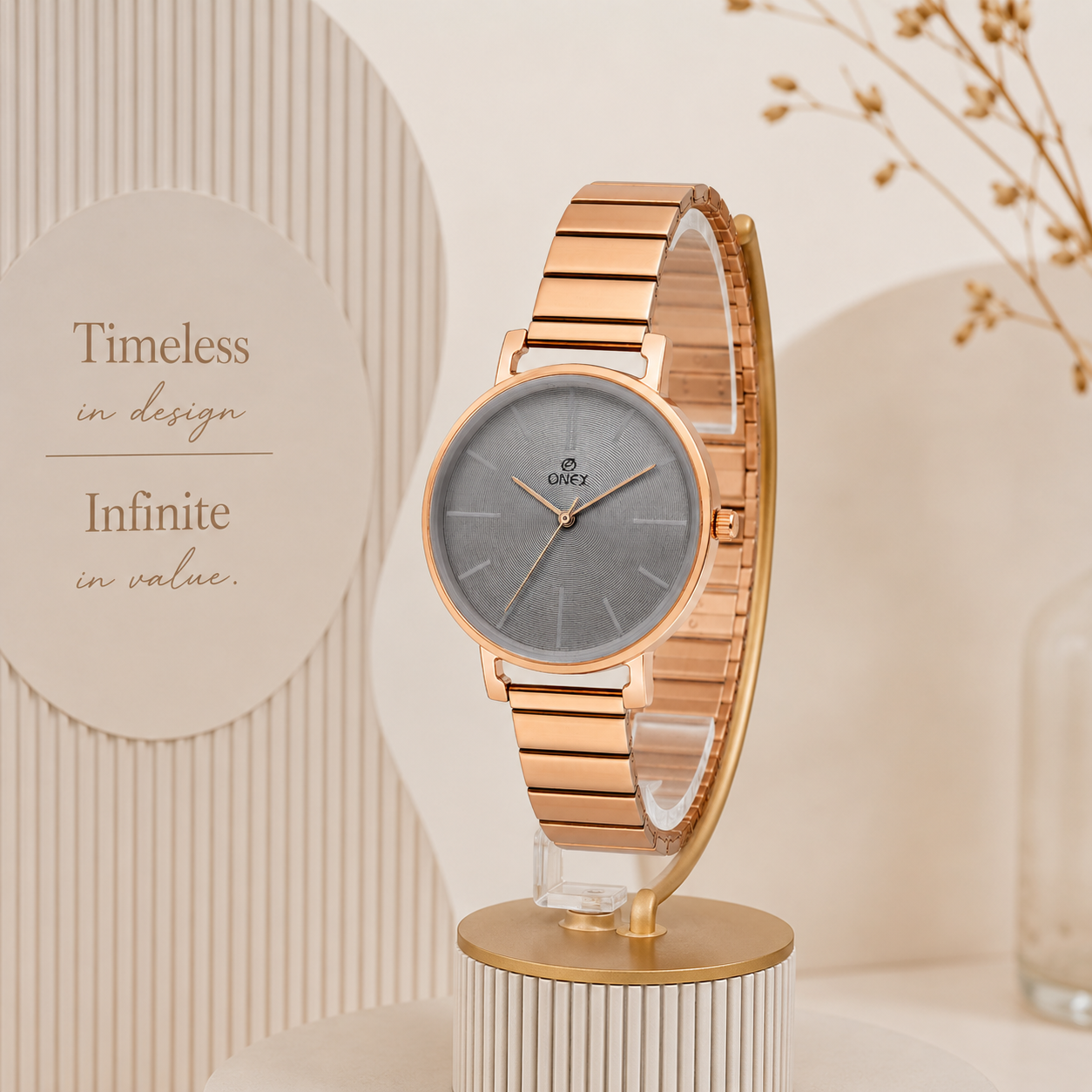 OneX Stylish Rose Gold Analog Watch for Women | Elegant Party & Daily Wear