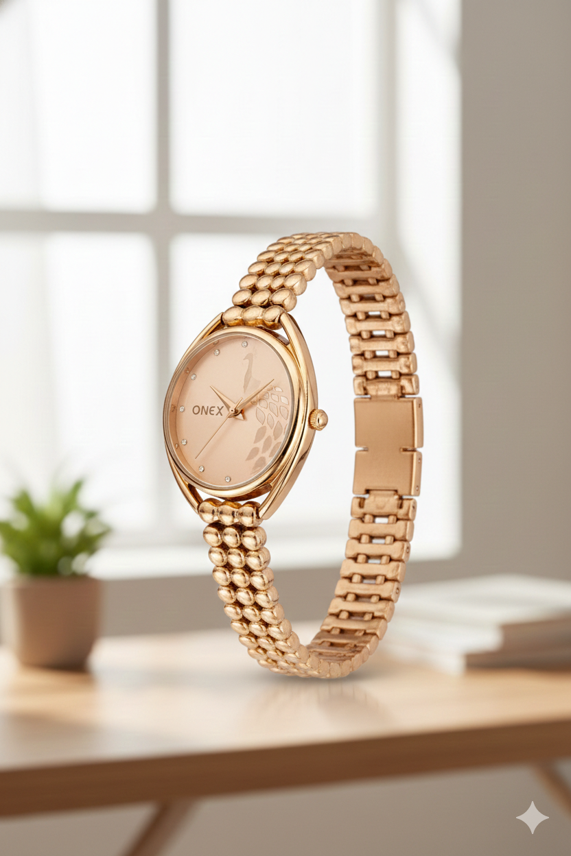 ONEX Elegant Rose Gold Bracelet Watch for Women | Stylish Rosegold Dial Analog Watch | Party & Daily Wear