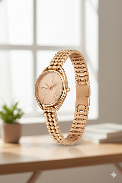 ONEX Elegant Rose Gold Bracelet Watch for Women | Stylish Rosegold Dial Analog Watch | Party & Daily Wear