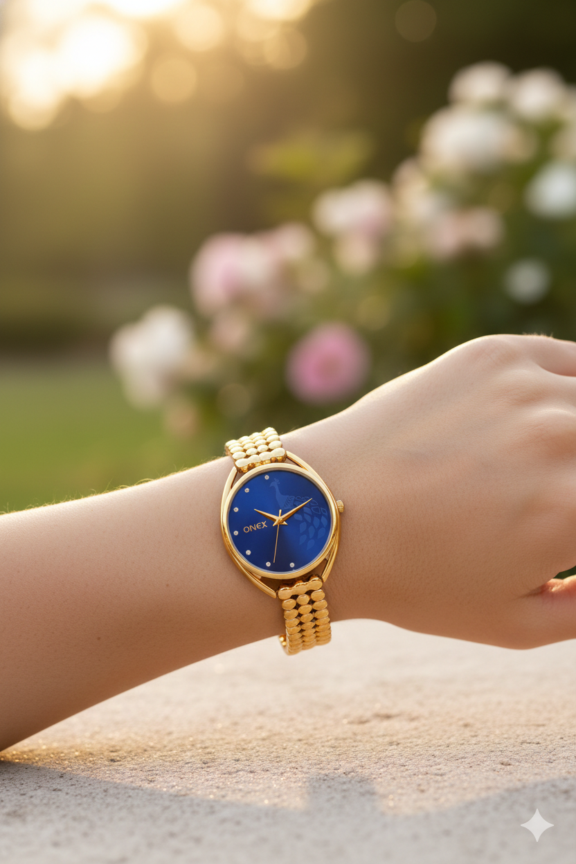 ONEX Elegant Rose Gold Bracelet Watch for Women | Stylish Blue Dial Analog Watch | Party & Daily Wear