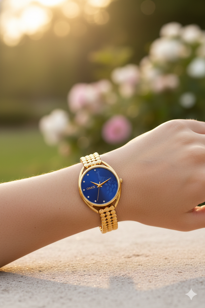 ONEX Elegant Rose Gold Bracelet Watch for Women | Stylish Blue Dial Analog Watch | Party & Daily Wear