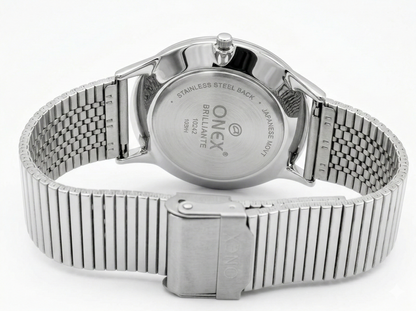 ONEX Men’s Analog Watch with Date Display | Silver Sunray Dial | Stainless Steel Case & Expandable Metal Strap | Premium Casual & Formal Watch for Men