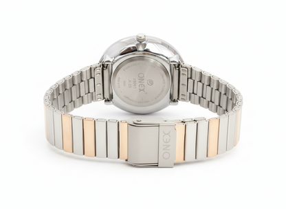 Onex Women’s Two Tone Bracelet Watch with Grey Dial – Elegant Slim Analog Wrist Watch