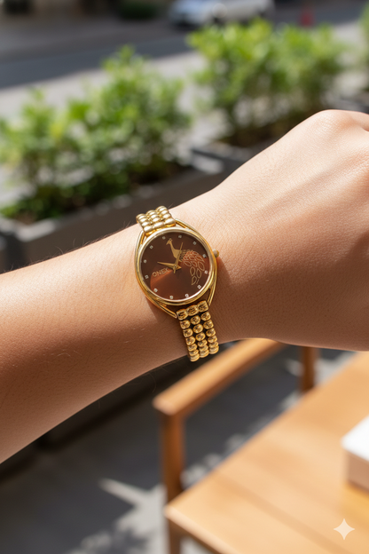 ONEX Elegant Rose Gold Bracelet Watch for Women | Stylish Brown Dial Analog Watch | Party & Daily Wear
