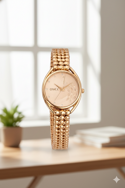 ONEX Elegant Rose Gold Bracelet Watch for Women | Stylish Rosegold Dial Analog Watch | Party & Daily Wear