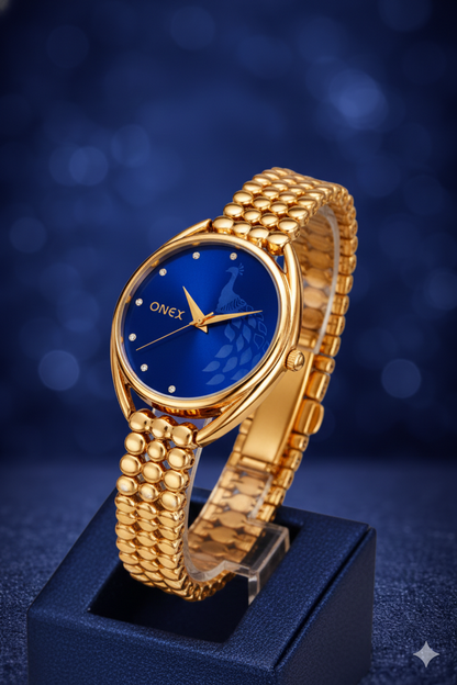 ONEX Elegant Rose Gold Bracelet Watch for Women | Stylish Blue Dial Analog Watch | Party & Daily Wear