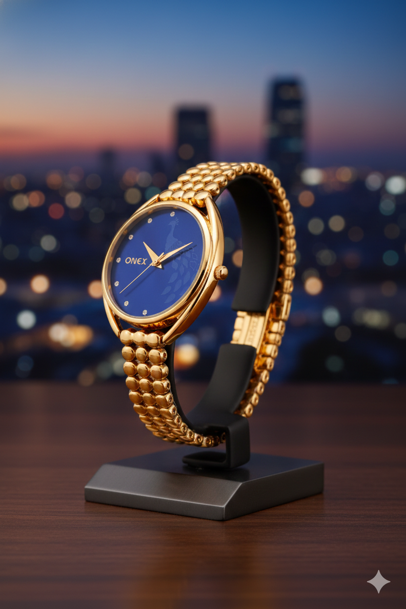 ONEX Elegant Rose Gold Bracelet Watch for Women | Stylish Blue Dial Analog Watch | Party & Daily Wear