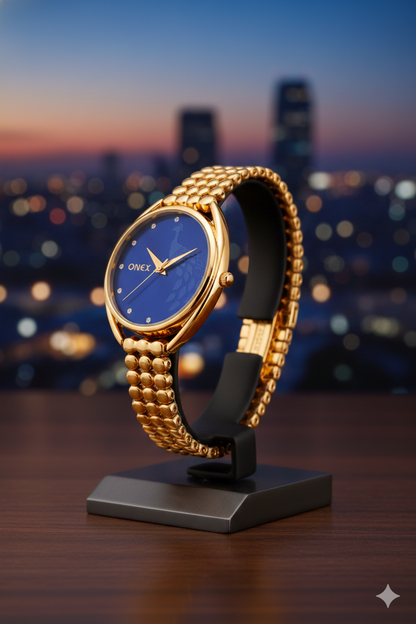 ONEX Elegant Rose Gold Bracelet Watch for Women | Stylish Blue Dial Analog Watch | Party & Daily Wear