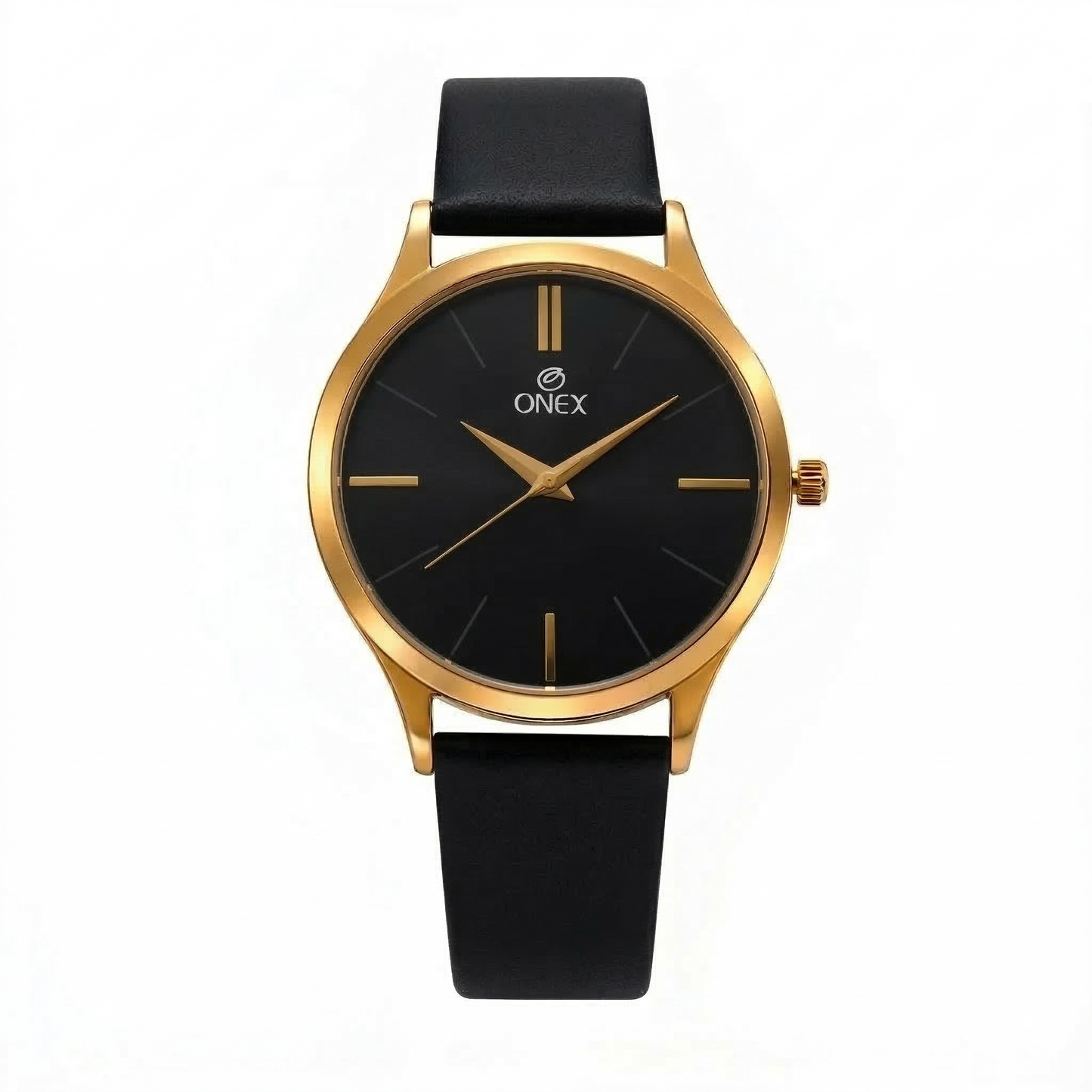 Onex Men’s Classic Black Dial Analog Watch with Black Leather Strap | Minimal Slim Design | Premium Quartz Movement
