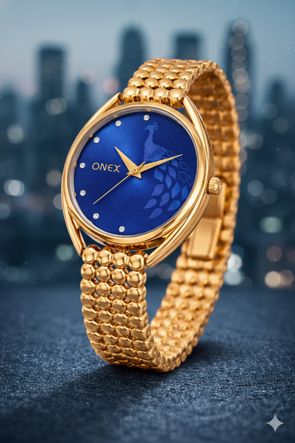 ONEX Elegant Rose Gold Bracelet Watch for Women | Stylish Blue Dial Analog Watch | Party & Daily Wear