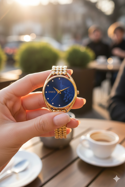 ONEX Elegant Rose Gold Bracelet Watch for Women | Stylish Blue Dial Analog Watch | Party & Daily Wear
