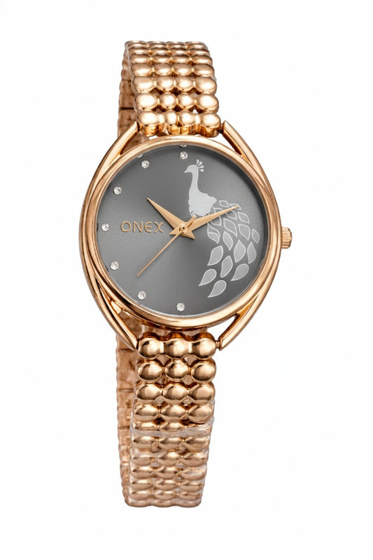 ONEX Elegant Rose Gold Bracelet Watch for Women | Stylish Grey Dial Analog Watch | Party & Daily Wear